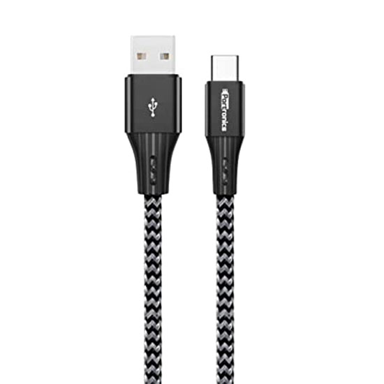 Portronics Konnect A Type C Cable 3 A 2 m USB Type C Cable  (Compatible with Smartphones, Camera, Headphones, Tablets, Black, One Cable)