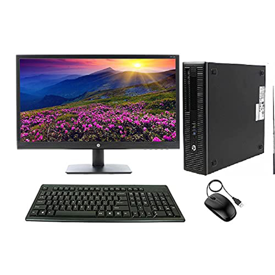 HP Elite-Desk 800 G2 SFF Desktop(Core i5-6th Gen/4 GB RAM(Upgradable to 32GB)/ 250GB HDD/ Windows 10 Pro,MS Office/VGA, 21 inches HP Monitor(1680x1050), Keyboard, Wifi Adaptor and Mouse), Black