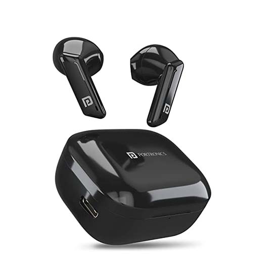 Portronics Harmonics Twins 11 Smart TWS Bluetooth 5.1 Earbuds with Long Playtime & Type C Charging(Black)