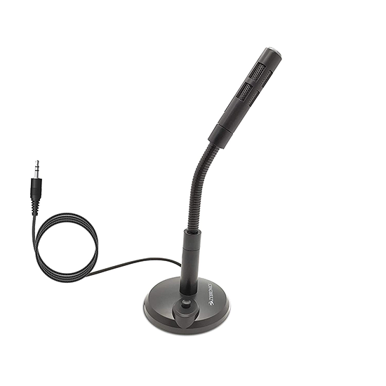 Zebronics ZEB-SM600 PRO Omnidirectional Desktop Microphone, 3.5mm Connector, Flexible Design, 2 Meter Braided Cable, mic ON Off Option, Clear Audio Recording and Plug Play Usage