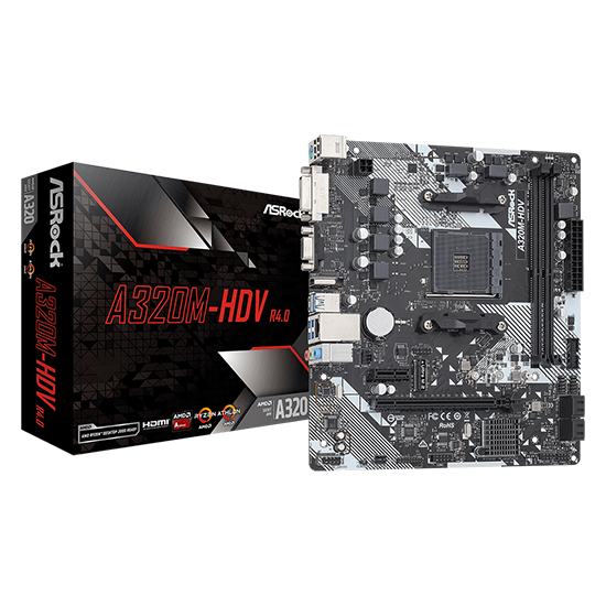 ASRock A320M-HDV R4.0 BIOS Updated for Ryzen 3rd Gen Processors with 4 SATA3, 1 Ultra M.2 PCIe Gen3 x4 & SATA3 DDR4 Micro ATX Motherboard