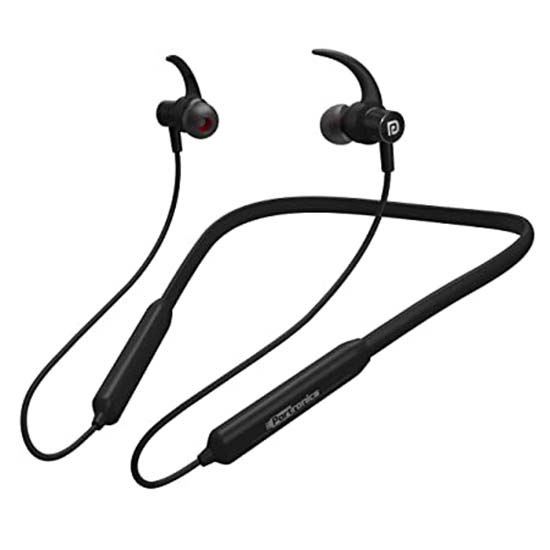 Portronics Harmonics 216 HD POR-279 Stereo Wireless Bluetooth 5.0 Sports Headset with High Bass, Powerful Audio Drivers and Noise Reduction for All Android & iOS Devices (Black)