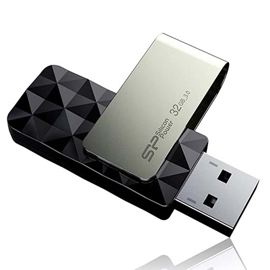 Silicon Power SP032GBUF3B30V1K 32GB Blaze B30 R/W Up to 90/40 MB/s USB 3.0 Swivel Flash Drive (Black)