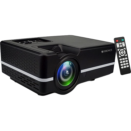 ZEBRONICS ZEB-LP2000M Full HD Home Theatre Projector with Miracast, DLNA/Airplay Support, Built in Speaker, Dual USB, HDMI/VGA, 1080p Support and Remote Control (Black + Silver)