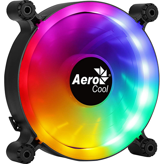 Aerocool Spectro 12 FRGB Case FAN | 120mm fan with Molex connector featuring a stylish Fixed RGB LED Lighting design to add extra flair to your rig.