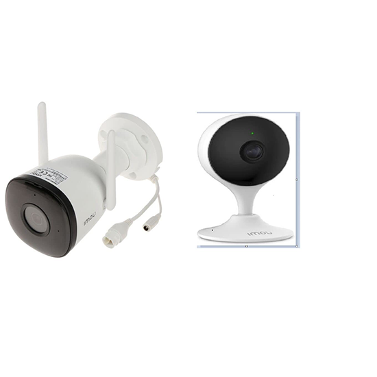 IMOU Bullet 2C Outdoor Camera & Indoor Cue 2-D Security Camera Kit IPC-F22P & IPC-C22EP-D Compatible with J.K.Vision BNC