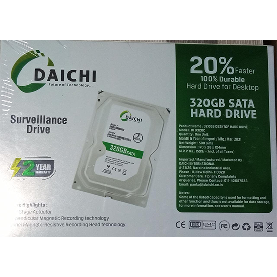 Daichi 320 GB SATA 3.5 Inch Desktop Internal Hard Drive with 2 Year Warranty