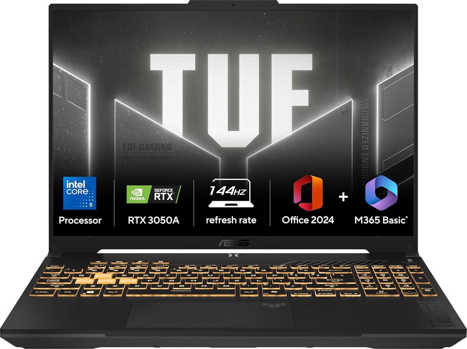 ASUS TUF Gaming F16,Intel Core 5 Processor 210H,14thGen Gaming Laptop(RTX 3050A-4GB/65WTGP/16GB/512GB/FHD+/16"/144Hz/Windows 11/M365 Basic(1Year)*/Office 2024/Mecha Gray/2.20 Kg) FX607VB-RL087WS/76WS
